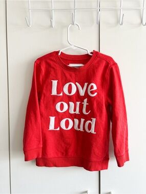 Old Navy Kids Red 'Love Out Loud' Long-Sleeve Crewneck Sweater • Size 5T